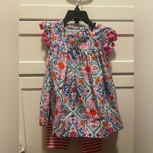 Bonnie Jean Multicolor Floral Dress with Pink Accents